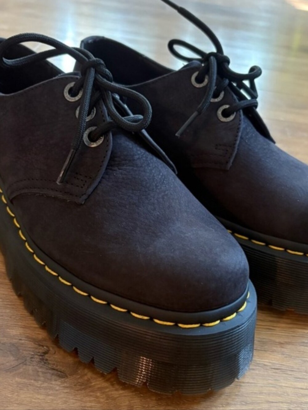 Grey Suede Quad Dr. Marten Shoes